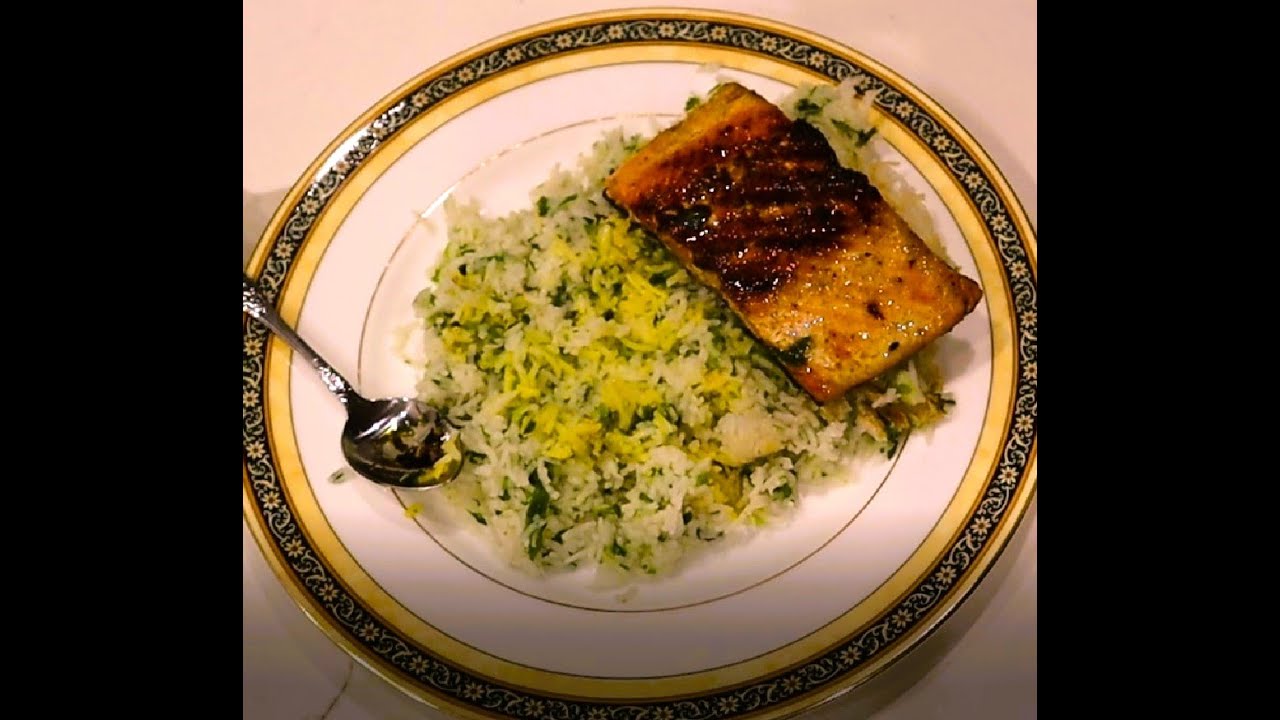 Fish Kabab (Salmon) with Cilantro Rice YouTube
