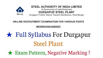 SAIL DURGAPUR ACT SYLLABUS || SAIL DURGAPUR STEEL PLANT FULL SYLLABUS  DSP SYLLABUS