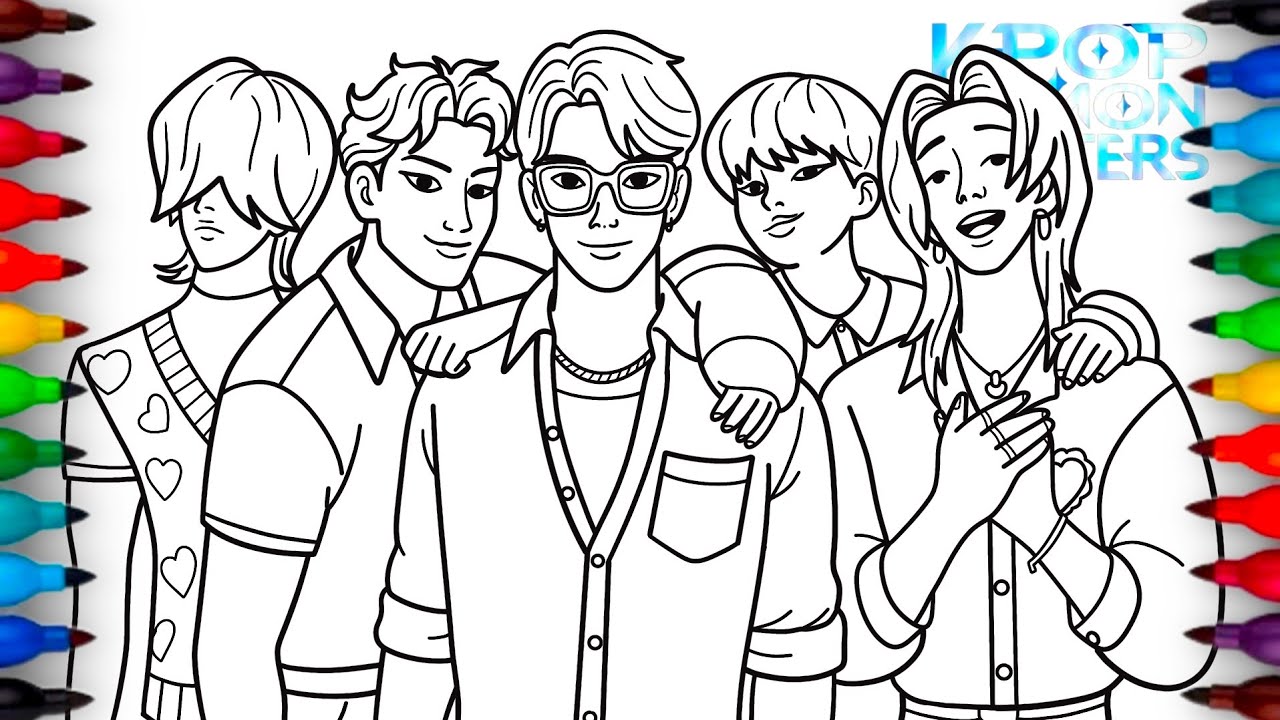 KPop Demon Hunters Coloring Pages | How to Color Saja Boys