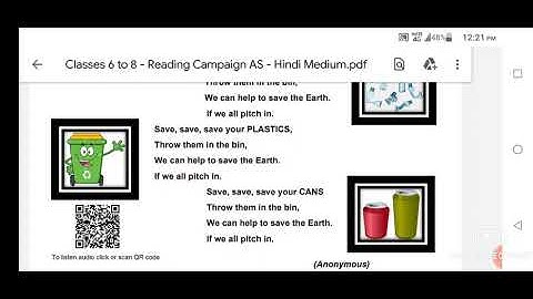 worksheet no.17 class 6to8 (5/2/2022) English /Activity sheet 17 class 6 to 8 / Recycling song