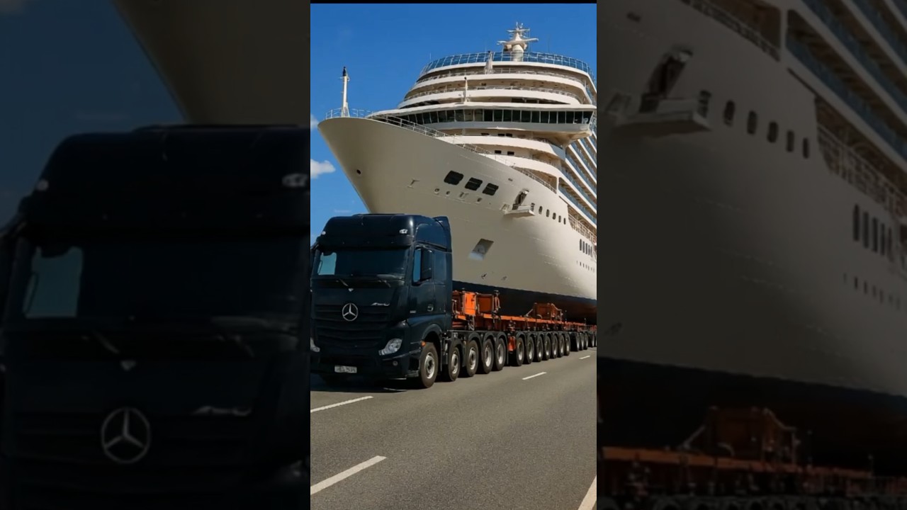 Giant Ship Hauled by Mercedes Mega Trailer! 