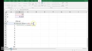 Excel: binomial probabilities