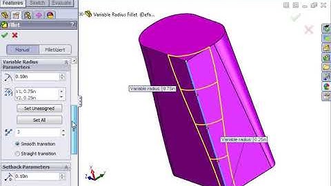 SolidWorks Part Modeling 03 Advanced Fillets   02 Variable Radius Fillets