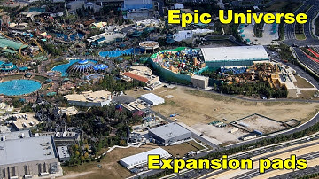 Aerial video of Epic Universe expansion pads