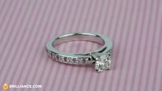 Cathedral Diamond & Pink Sapphire Gem Engagement Ring (0.50 ct.)