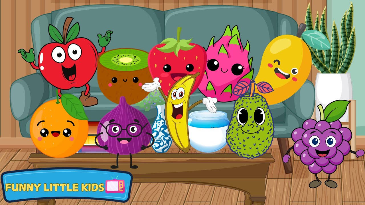 Ten Little Fruits Jumping on the Bed Rhyme for Kids | Learn Numbers | Toddler Learning Videos
