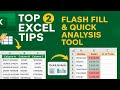 Top 2 Excel Shortcuts | Flash Fill & Quick Analysis Tool | Excel Tips & Tricks #ExcelTips