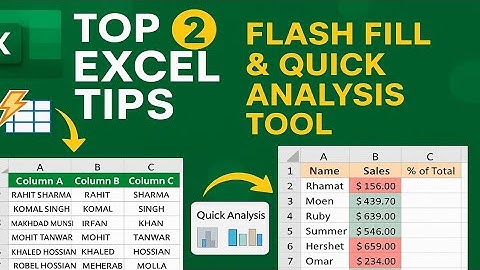 Top 2 Excel Shortcuts | Flash Fill & Quick Analysis Tool | Excel Tips & Tricks #ExcelTips