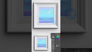 Speed Digital Painting Sketch of Landscape Art in White Frame. Photoshop Drawing Process