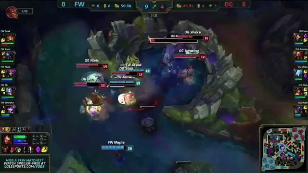 Pentakill SoaZ Darius  Origen vs Flash Wolves Worlds Champoinship 2015