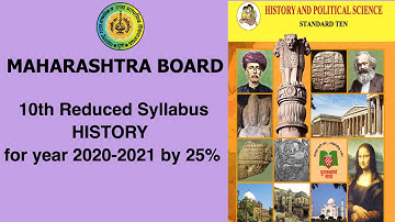10th Class HISTORY Maharashtra State Board Reduced 25% Syllabus for 2020-21