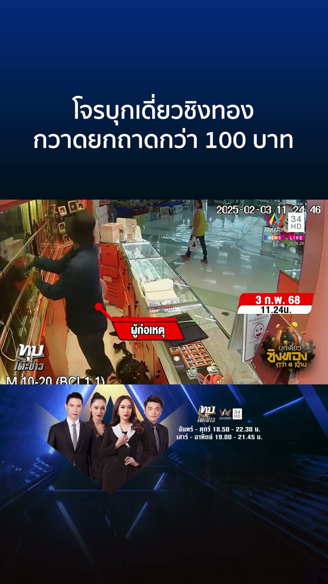 อุกอาจ! โจรบุกเดี่ยวชิงทอง มูลค่ากว่า 6 ล้านกลางห้างดังหนีลอยนวล | ทุบโต๊ะข่าว