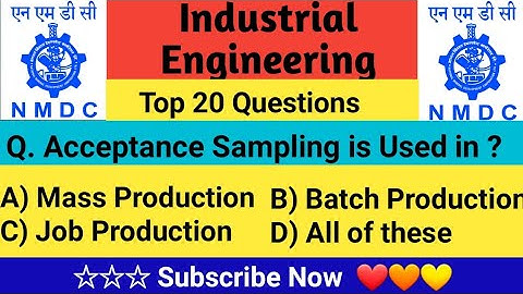 NMDC Model Paper || Top 20 Industrial Engineering Objective Question and Answer For All NMDC exams