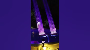 Pool fountain with lights show.#poolhour #poolfountain #pool #pools #poolparty #abovegroundpool