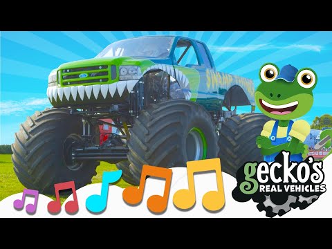 Five Little Monster Trucks Song, Learning Vehicles, Kids Song