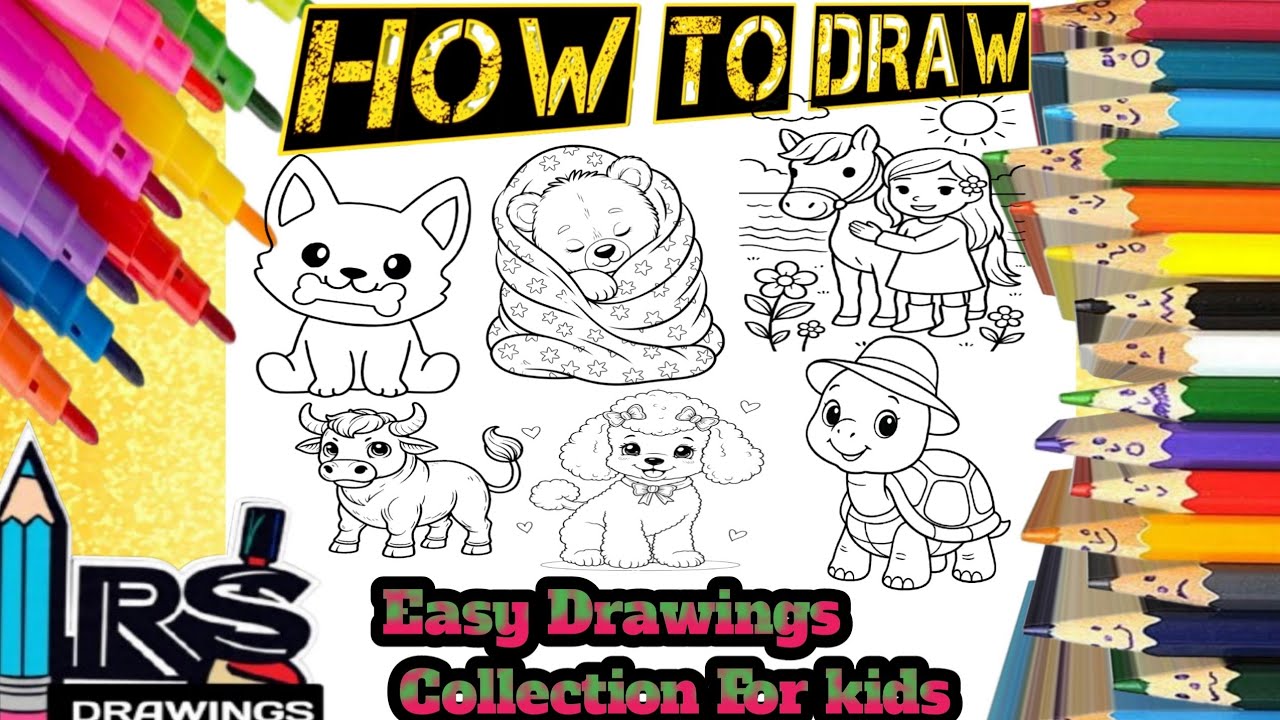 Как рисовать: простые рисунки для детей (видеоуроки от rsdrawings) | Пошаговое рисование для детей
