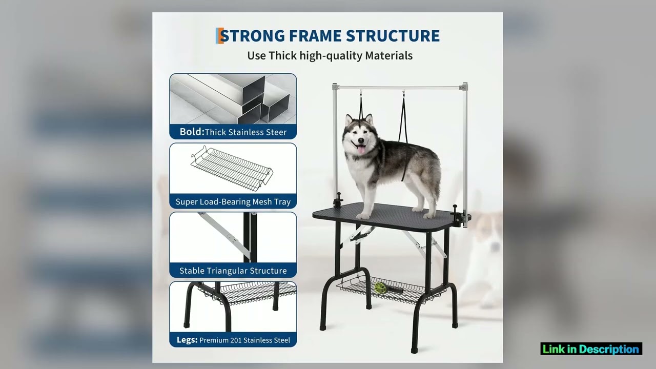 Dog Grooming Table Foldable Pet Grooming Table for Dogs at Home with Height Adjustable Arms Noose