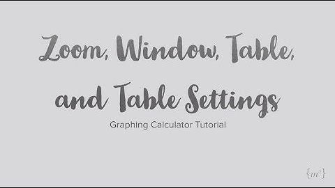 Zoom, Window, Table, and Table Settings: TI-84 Tutorial