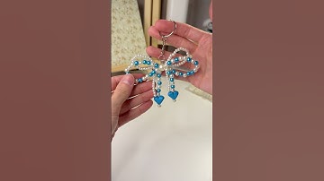 DIY Bow Keychain 🩵🤍| Cute Keychain Idea #diy #keychain #bow #diycrafts #craftideas #craft #beads