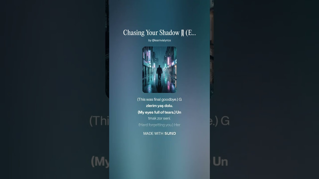 Chasing Your Shadow 🌧️ English   Turkish #shorts #languagelearning #music #song