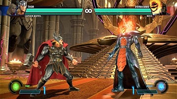 Thor & Captain Marvel vs Dormammu & Nova (Hardest AI) - Marvel vs Capcom: Infinite