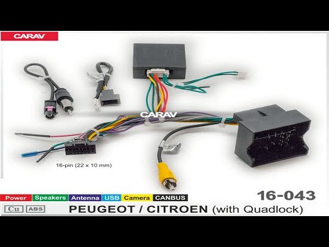 CARAV 16-043 Проводка для подключения автомагнитолы 16-pin на PEUGEOT CITROEN Quadlock / CANBUS