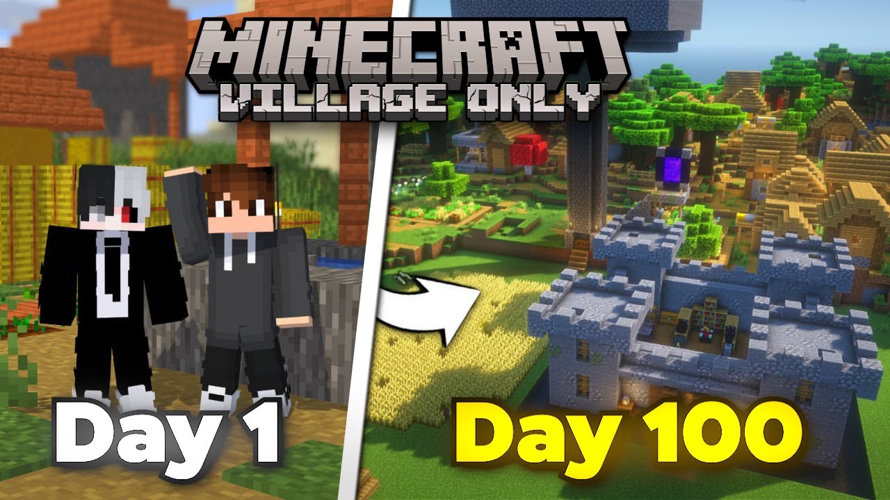 We Survived 100 Days In Village Only World In Minecraft Hardcore | Duo ...