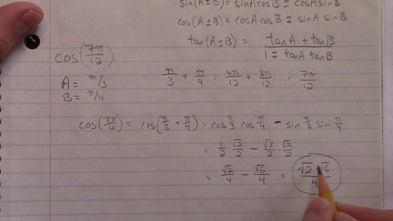 Sum and Difference Formula Examples - YouTube