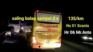 saling balap 2 kali,kejar2ran Po.Haryanto 06 Vs Scania Ns01,dr Kanci-Subang