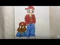 Freehand Drawing my own Mario Character (Gangsta Mario)