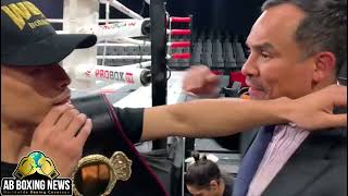 Juan Manuel Marquez Giving Angelo Leo Wisdom After His Win Tonight