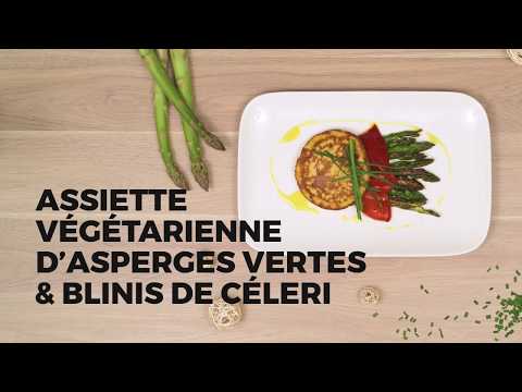 assiette-végétarienne-d'asperges-vertes-&-blinis-de-céleri
