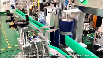 salt & pepper grinder bottles automatic labeling machine  model ALM 21100