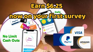 Zap Surveys - Earn Money 💰 and Gift Cards Earn $6.25 now on your first survey screenshot 1