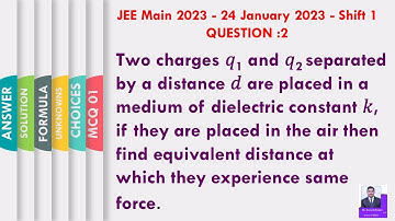 JEE Main 2023 - 24 January 2023 - Shift 1 QUESTION :2 Two charges 𝑞1 and 𝑞2 separated by a distance.