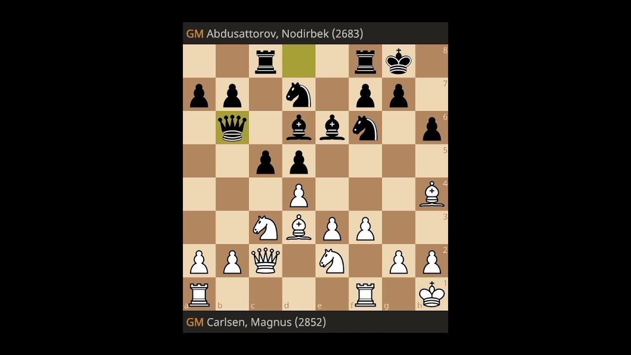 Magnus vs Nodirbek, round 4, Norway chess Blitz, (10) with amazing Qe7