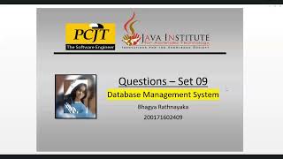 Question Set 09 | Database Management System | Java Institute