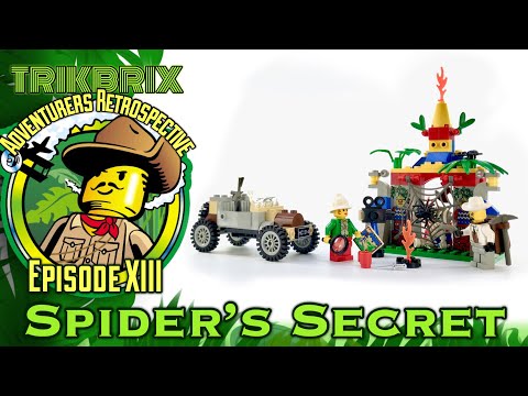 YouTube thumbnail: LEGO 5936 Spider’s Secret *VINTAGE REVIEW* - Adventurers Retrospective, Ep. 13
