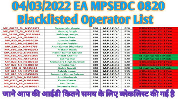 Blacklisted Time Period Of EA 0820 MPSEDC On Date 04/03/2022 | Invalid Operator Supervisor