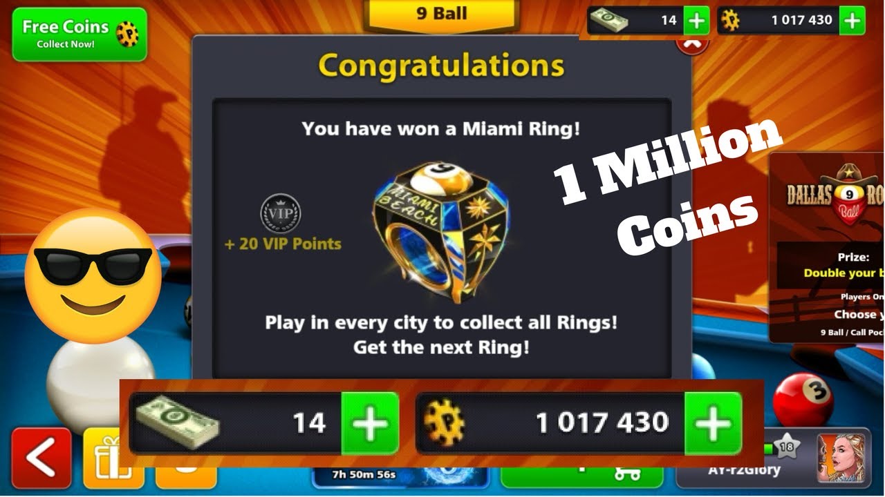 8 Ball Pool - 1Million Coins Done / Road To 100M Episode 5 (No Hack/Cheat) - 