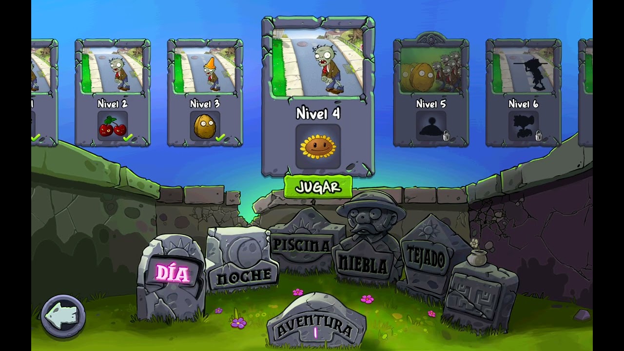 Jugando plantas vs zombies1 parte 1