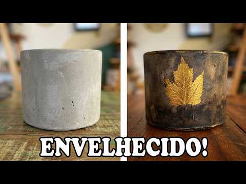 DIY - Transform a simple cement vase with the aged paint technique.