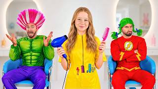 nastya her friends make beautiful hairdos