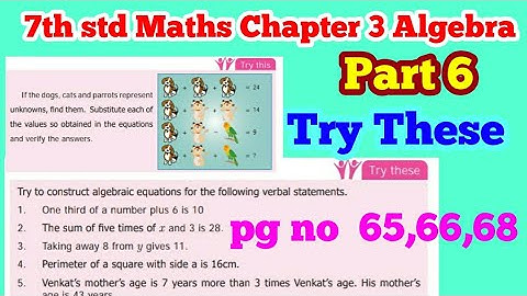 7th std Maths-Unit 3 Algebra -Try These( pg no 65,66,68)-part 6 -Term 1 samacheer