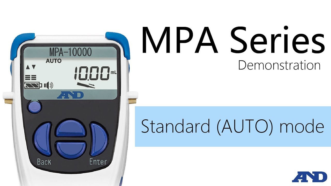 A&D MPA Pipette - Standard (AUTO) mode | Single Channel A&D MPA Pipette - Standard (AUTO) mode | Single Channel