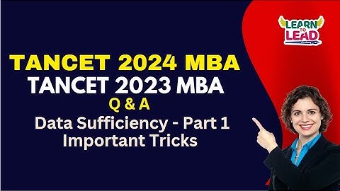 TANCET 2024 MBA | Previous Year Q & A | Data Sufficiency Part 1 #tancet2024