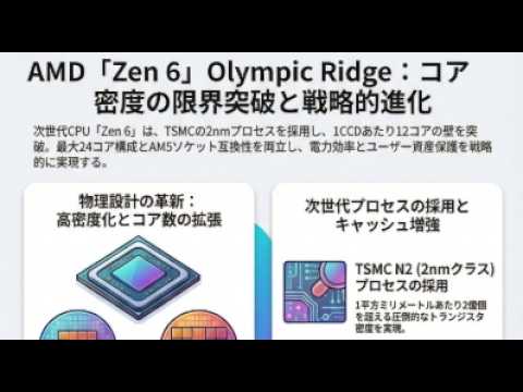 Amd Olympic Ridge 【AMD Zen 6】1CCDで12コア!次世代CPU「Olympic Ridge」の驚異の進化とIntel対抗戦略 - YouTube