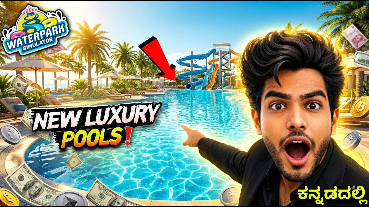 I Built *NEW* Luxury Resort Pools in My Waterpark! 😱🌴| Waterpark Simulator ಕನ್ನಡದಲ್ಲಿ Gameplay