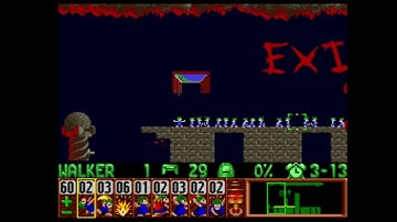 Snes Lemmings Tricky level 20