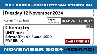 Edexcel IGCSE Chemistry (4CH1/1C) | November 2024 Paper 1C | Fully Solved with Detailed Explanation